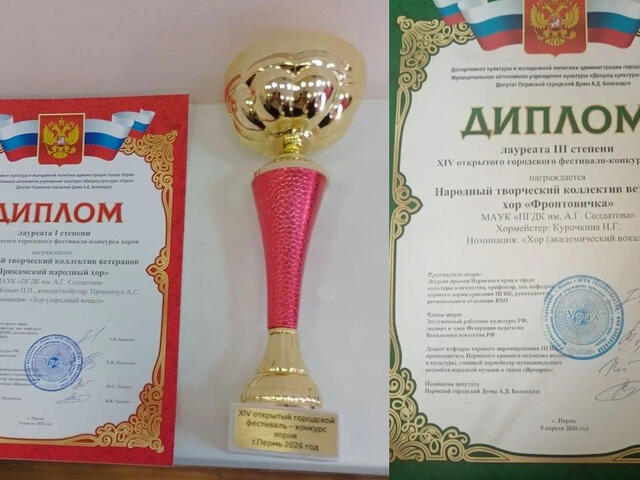 Изображение для события Две победы в одном конкурсе: «Прикамский народный хор» и хор «Фронтовичка» стали Лауреатами XII Городского фестиваля-конкурса